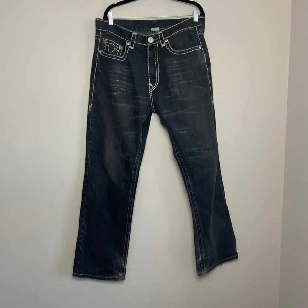 Rock Revival X True Religion Smeat Vintage‎ Washed Embroidered Distressed Jeans